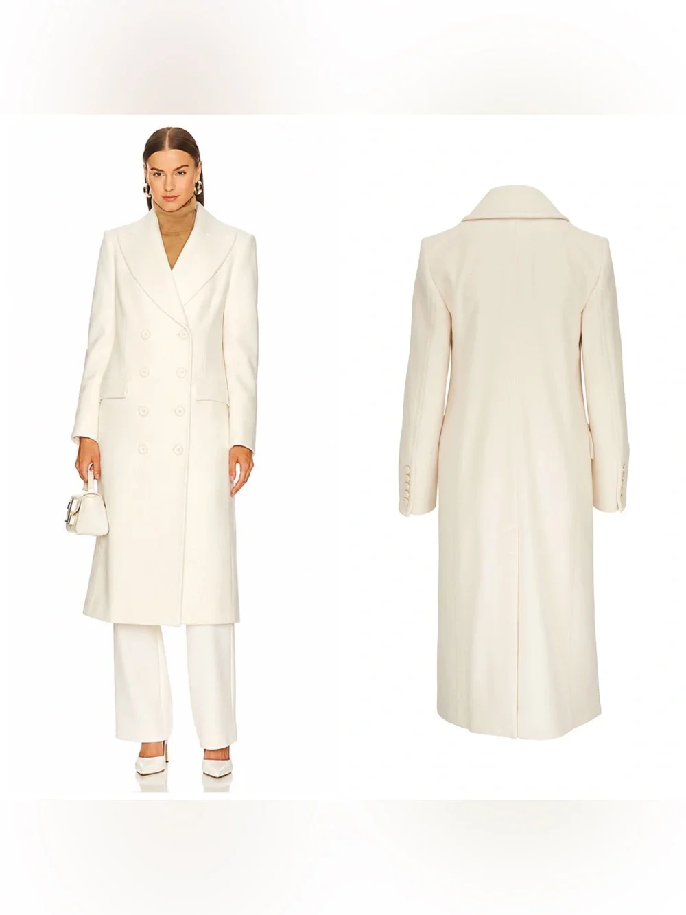 Veronica‎ Beard Nalida Dickey Wool Cashmere Double Breasted Coat Size 10 Ivory